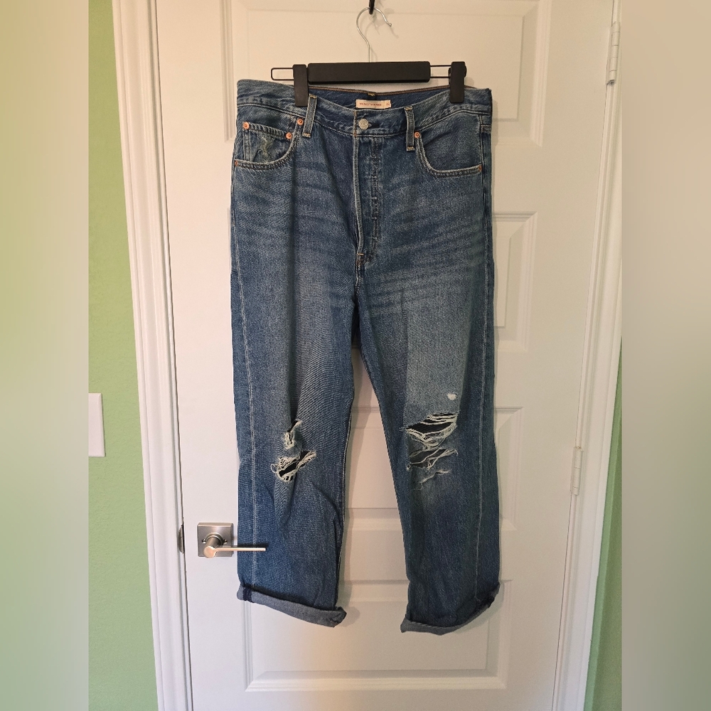 Distressed Blue Jeans